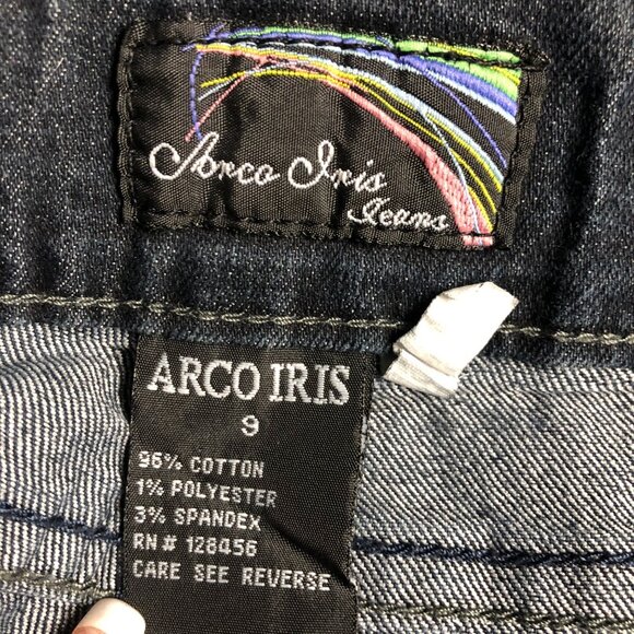 Arco Iris Jeans Womens Size 9 Embellished Pockets Black Denim Pants - Picture 8 of 9